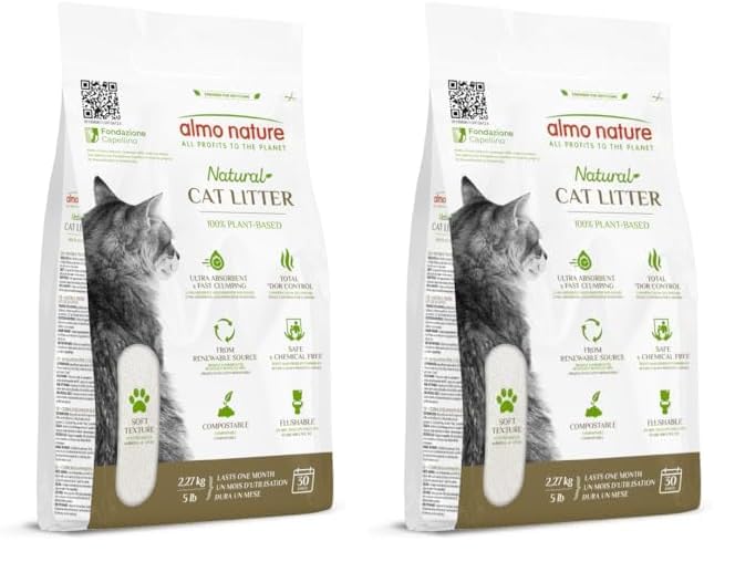 Almo Nature Lettiera Naturale Per Gatti. Sacco Da 2.27Kg (Confezione da 2)