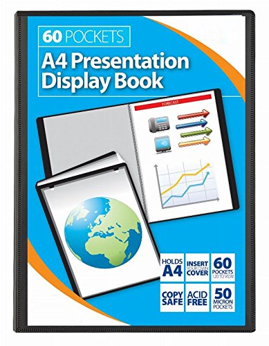 60 Pockets A4 Presentation Display Book Black x 1 Single