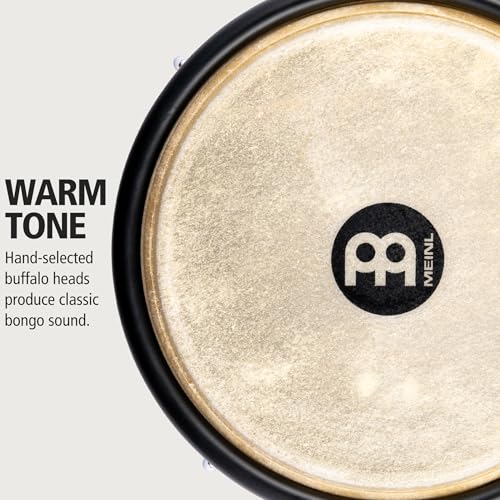 Image of Meinl Percussion Bongos with Bag and Tuning Key, 6.5 inch and 7.5 inch Hand Drum Set - Buffalo Heads, Synthetic Shells