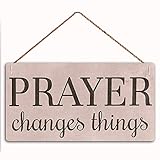 MAIYUAN Prayer Changes Things Sign Home Decor Wood Sign Plaque 12' x 6' Hanging Wall Art, Decorative Funny Sign,Garden Sign(FC1-MBH60)