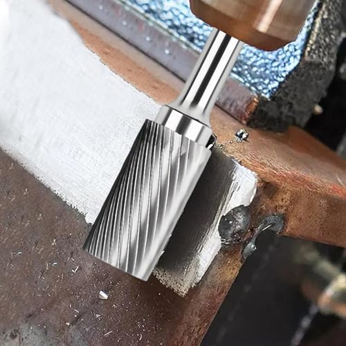 DEANKEJI Fräser 6mm Schaft, Zylinder Hartmetallfräser, Hartmetall Frässtifte Schaftlänge 6 mm, Gesamtlänge 70 mm, Werkzeugdurchmesser 12 mm, für Metallbearbeitung und Polieren