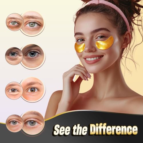 Image of NAZANO 12 Pcs 24K Gold Under Eye Patches - Eye Masks | for Puffy Eyes, Dark Circles, Bags & Wrinkles with Sodium Hyaluronate - Eye Care Pads for Daily Skincare