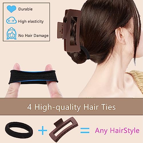 ５𝐈𝐧𝐜𝐡 Extra Large Claw Clips For Thick Long Curly Hair, Jumbo Claw Clamp Clips For Women And Girl, Xxl Acrylic Matte Non-Slip Rectangle Neutral Hair Clips, Big Strong Hold Jaw Clip, 4 Pack Hair Ties #TOP3