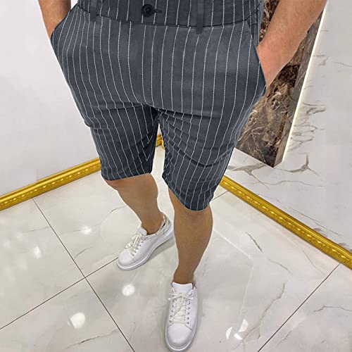 Short masculino casual verão slim listrado estampado zíper mosca cintura semi elástica bolso shorts,
