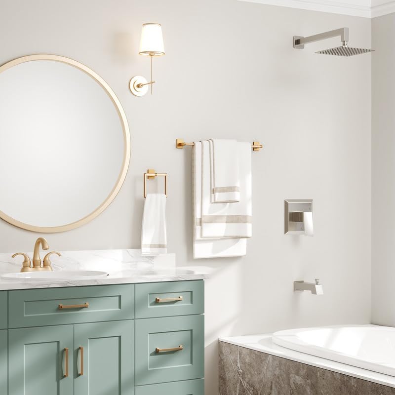 Miniatura 2 de Toallero de pared dorado cepillado 304 de acero inoxidable resistente para toallas de mano para baño, cocina