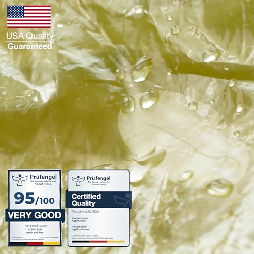 aZengear Repair Patches - Waterproof, Self-Adhesive, Tear-Cold-Heat-Resistant Polyester Fabric to Fix Down Jacket, Puffer, Snowsuit, Shoe, Tent, PVC, Clothing, Upholstery (Transparent)