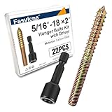5/16-18 x 2' Hanger Bolts for Wood, Carbon Steel Double Ended Screw Bolt with Driver Bit, 22 Pack