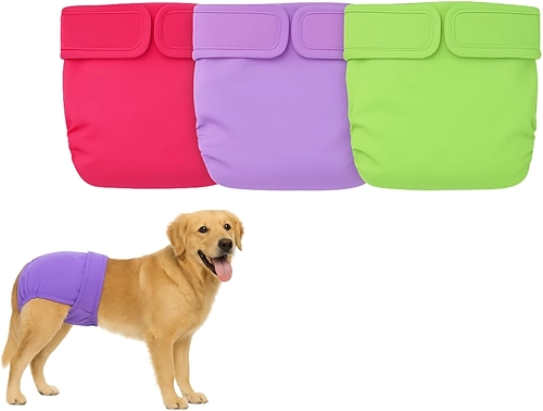 Kit 3 Fraldas Cachorro Fêmea Reutilizáveis Cor 1- Materiais Duráveis ​​Solução lavável na máquina para incontinência de animais de estimação e viagens longas Petting Is Caring (P)