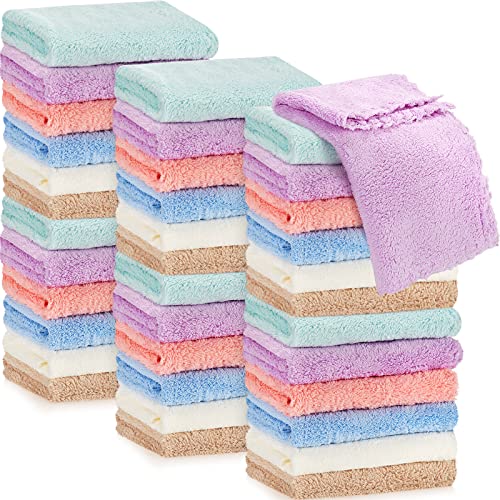 Image of 36 Pack Baby Washcloths 10 x 10 Inches Baby Face Skin Wash Cloths Towels Set Microfiber Coral Fleece Absorbent and Soft for Newborns, Infants and Toddlers, Multicolored