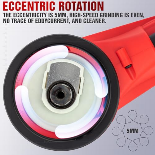 Image of Autolock Electric Random Orbital Sander, 350W Brushless Motor with 5 & 6 Inch Pads, 10000RPM Palm Sander for Woodworking, Sanding and Polishing (1pcs)