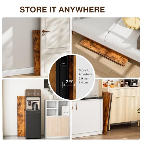 TEMI Small Computer Desk Folding Table - 35.8" Foldable Office Desk, No Assembly, Perfect for Small Spaces in Bedroom, Dorm, or Apartment, Portable Mini Desk or Study Table with Compact Design, Brown - Image 6