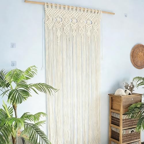 Hoypeyfiy Boho Makramee Wandbehang, 90 x 180 cm Handgefertigte Raumteiler Vorhänge, für Hochzeit Zimmer und Trennwand Dekoration