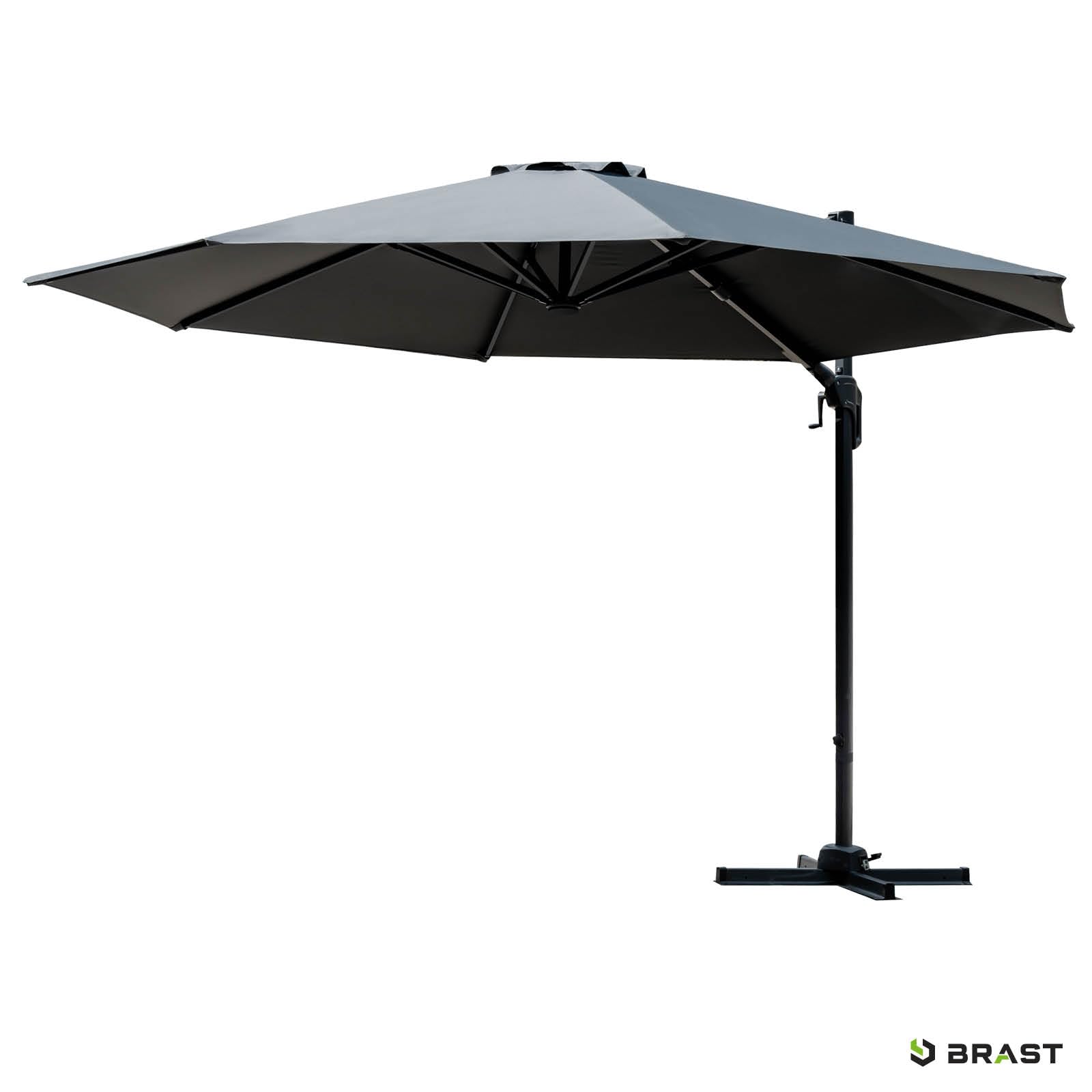 BRAST Alu Sonnenschirm Ampelschirm | Ø300cm Grau | TÜV geprüft | viele Modelle | Schützhülle | UV-Schutz 50+ | wasserabweisend | drehbar & höhenverstellbar