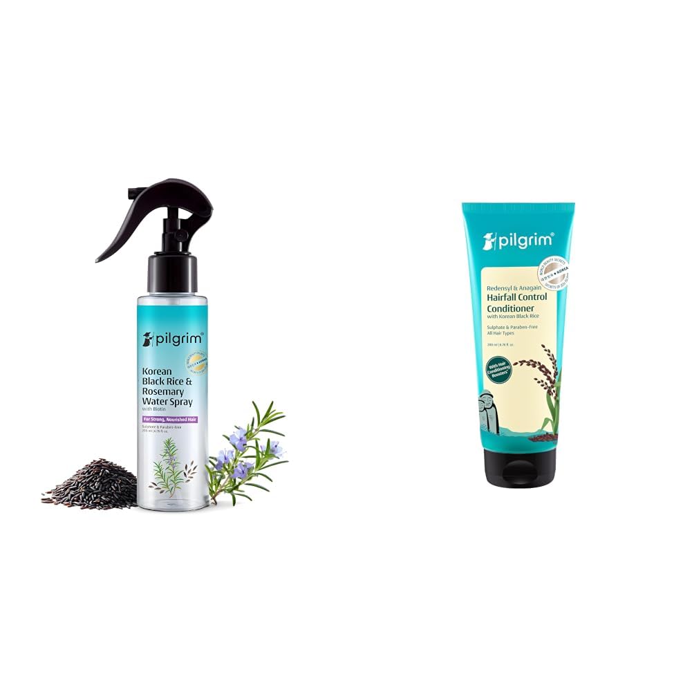 Pilgrim Korean Black Rice and Rosemary Water Spray With Biotin For Strong, Nourished Hair 200ml & Anti Hairfall Conditioner with Redensyl & Anagain 200ml-picture-29