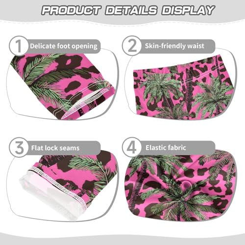 Pink Leopard Coconut Tree Girls Leggings Soft Stretch Workout Yoga Dance Pants for Kids Casual Tights3
