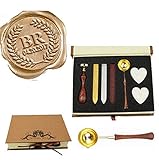 MNYR Vintage Wedding Custom Wax Seal Stamp Kit 2 Letter Monogram Melting Spoon Sealing Wax Candle Gift Book Box Invitation Embellishment Christmas Gift Wrap Customize Personalized Wax Seal Stamp Set