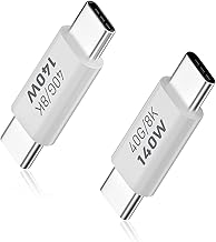 Duttek Adattatore USB C Maschio a Maschio, 40G USB C Accoppiatore Estensore Supporto PD 140W, 8K@60Hz per MacBook Pro/Air, Laptop e Altri Dispositivi Type C (2 Pack)