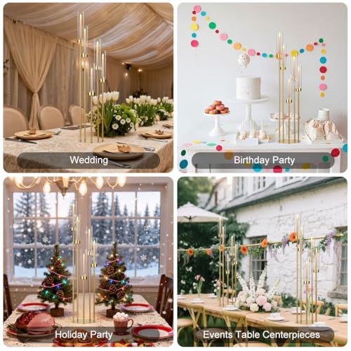 2PCS Floor Candle Holders for Wedding,Tall Arcylic Candelabra Centerpiece for Tables Candelabra 5 Arm for Party Christmas Concert Fit LED Candle Prom Entrance Decorations candelabros navideños by VINCIGANT - Image 5