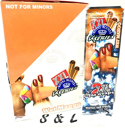 XXL Hemp Wraps Wet Mango 25 Pouches Per Box 2 Wraps Per Pouch Total of 50 Wraps Per Box Free Non Tobacco