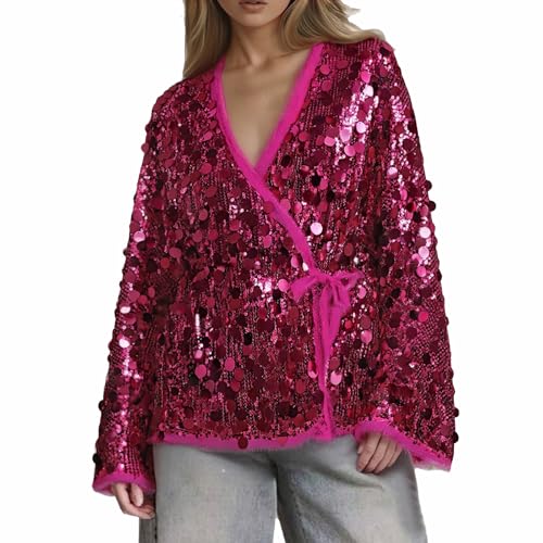 Chaqueta kimono de lentejuelas para mujer blazer holgado de fiesta boho