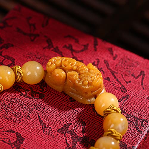 Handmade Pixiu Feng Shui Bracelet Nature Yellow Topaz Stone Pi Xiu Bracelets For Women Lucky Good Luck Jewelry Birthday Gift #TOP7