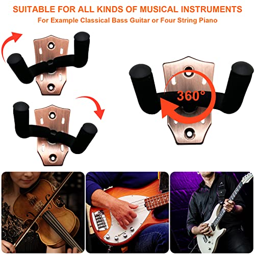 Moyaca Guitar Wall Mount Hanger 2-Pack,Metal Guitar Hanger With Screws,Guitar Bracket With Protective Sponge,Guitar Holder Stand Suitable For Bass/Guitar/Banjo/Ukulele #TOP3