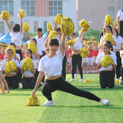 Image of baotongle 12 PCS Cheerleading Squad Spirited Fun Poms Pompoms Cheer Costume Accessory for Party Dance Sports