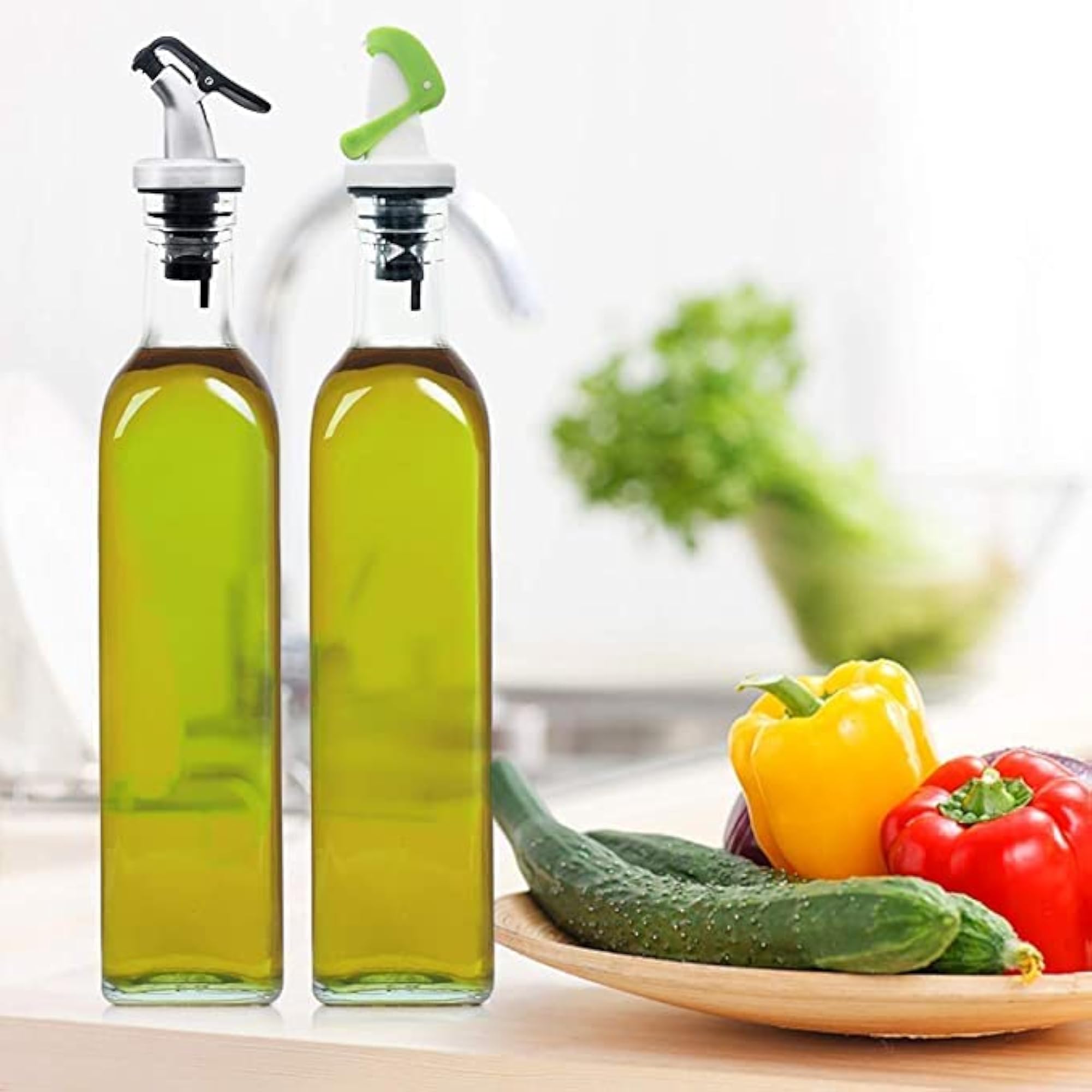KREZON Glass Oil Dispenser & Vinegar Dispenser Set, Kitchen Essentials