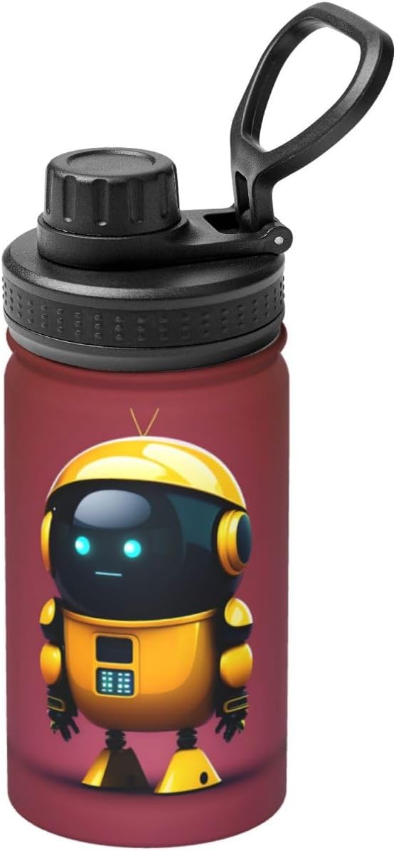 12 OZ Smart robot Insulated Stainless Steel Bottle with Three-Finger Lid for Travel Sports