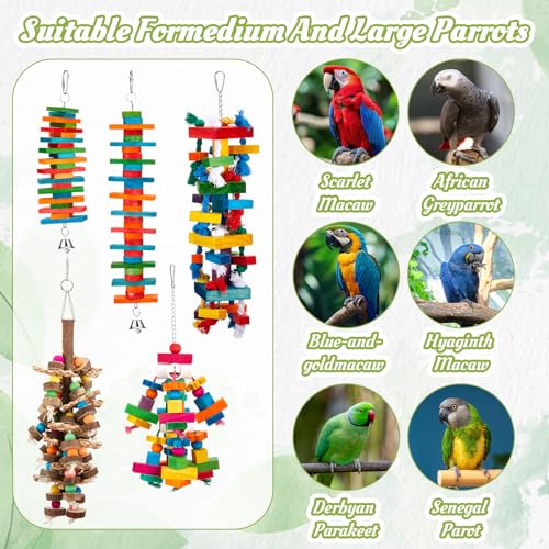 Image of Seenelling 5 Pcs Extra Large Bird Toys for Parrots, Block and Ball
