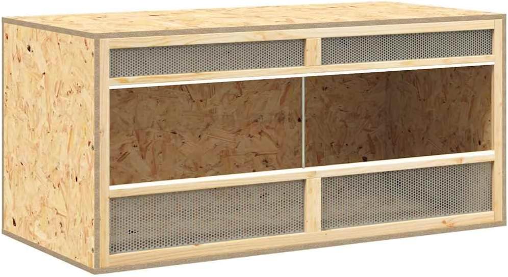 Reptile Terrarium Brown Engineered Wood 39.4 x 18.5 x 18.5 in, Small Animal Terrarium with Tempered Glass