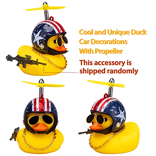 Image of wonuu Rubber Duck Car Ornaments, Squeeze Duck Dashboard Decorations Bicycle Decor for Cycling Motorcycle & Bicycle Accessories Decorations (Stars&Stripes-L&G)
