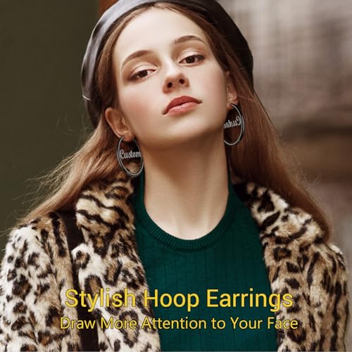 Image of Stainless Steel Chunky Hoop Earrings For Women, Minimalist and Chic, Black /Gold Plated, Round Hoops Earrings Hypoallergenic, Size: 30mm /40mm /60mm /80mm, Come with Box