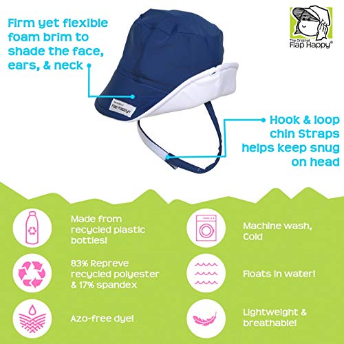 Flap Happy Fun In The Sun Swim Hat | Baby Sun Hat | Made With Recycled Bottles | Upf 50+ Highest Certified Uv Sun Protection | White-Recycled L #TOP2