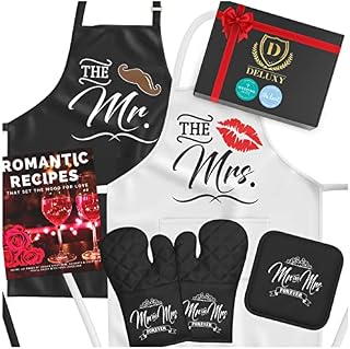 DELUXY Aprons For Happy Couple - Cute Bridal Shower Gifts For Bride, Wedding Gifts For Couples, Engagement Gift