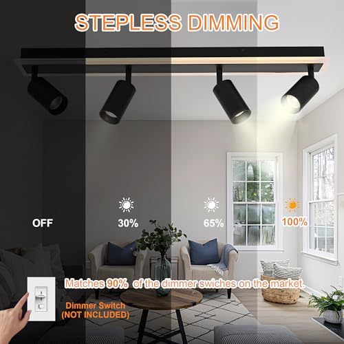 Image of TODOLUZ 5-Light LED Track Lighting Fixtures, Black Flexible Directional Ceiling Spot Light, Wall Mounted Bathroom Lights Fixture for Over Mirror Kitchen