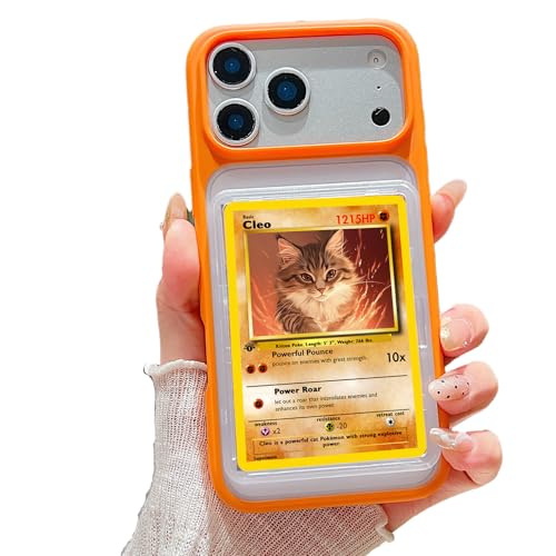 Funda para iPhone 17 Air naranja con expositor de cartas coleccionables TCG