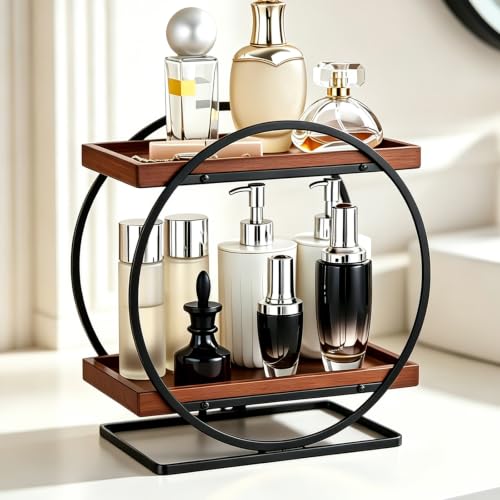 YIWANFW 2-Tier Bathroom Counter Organizer, Wooden Perfume Organizer Dresser - image 1