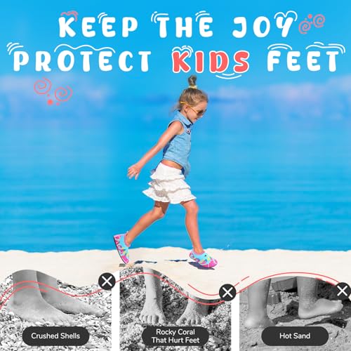 Image of Kids Boys Girls Swim Water Shoes, Toddler Kids Swim Water Shoes Non-Slip Quick Dry Beach Shoes,Barefoot Sports Shoes Aqua Socks for Beach Outdoor Sports
