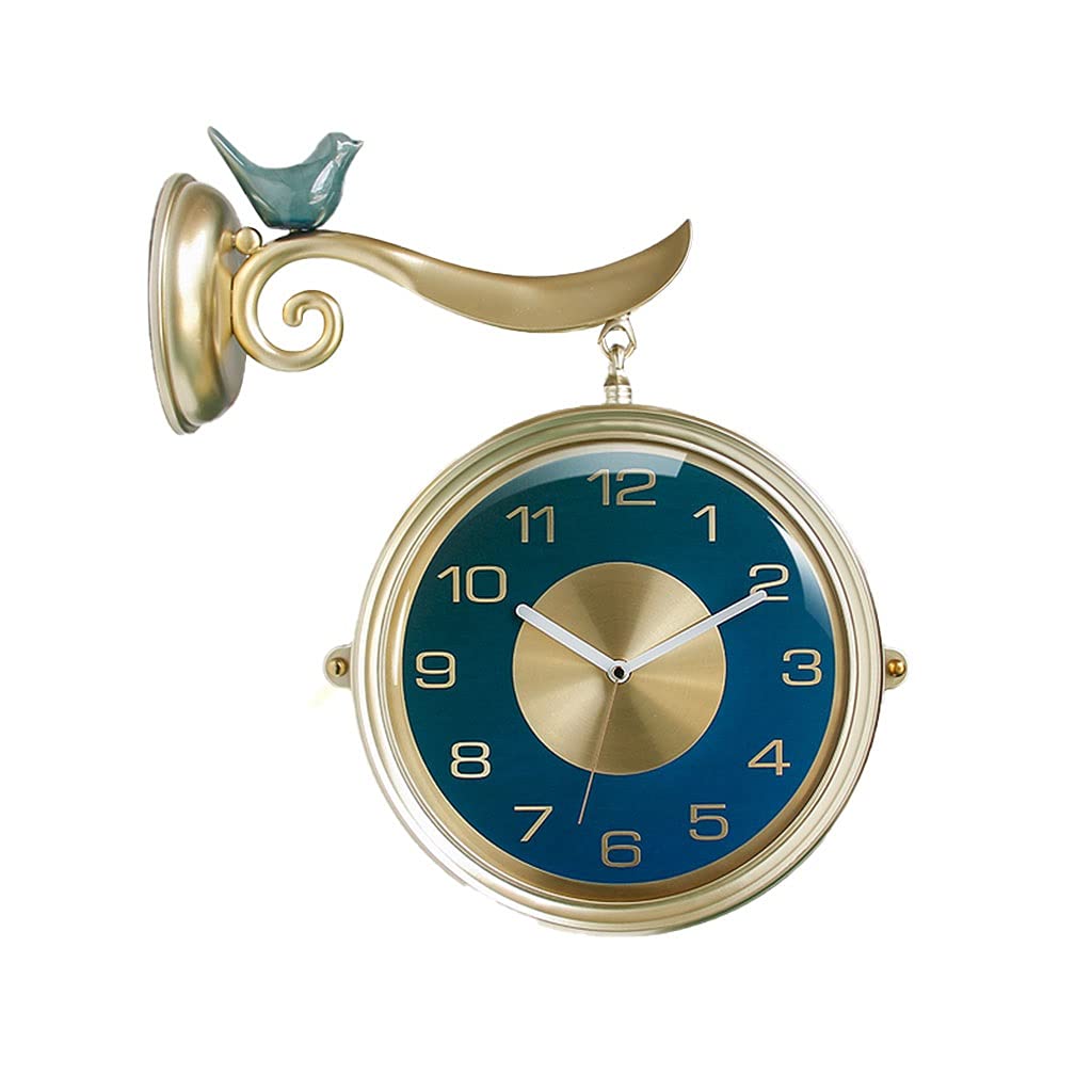 MYUYEE Wall Clocks 9.84 Inch Double-Sided Clock Modern Home Kitchen Offi Living Room Bedroom Decoration Mute Battery Powered Quartz Silent,B (B)