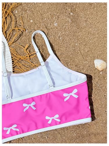 MakeMeChic Girl's 3 Piece Bikini Set Bow Swimsuit Spaghetti Strap Cute Bathing Suit with Ruched Cover Up Skirt4