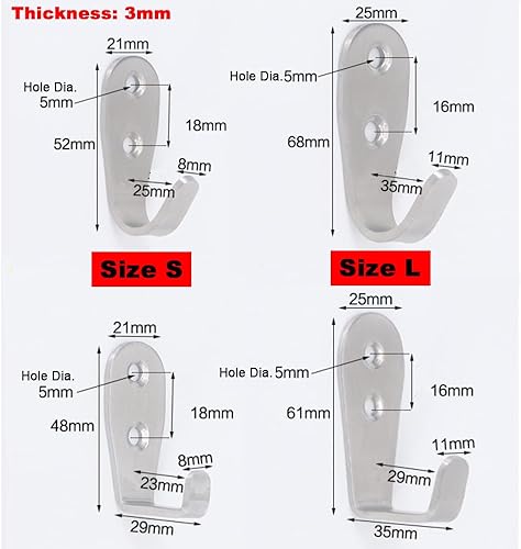 Miniatura 2 de Gancho resistente de acero inoxidable, gancho para colgar en la pared al aire libre, ganchos para toallas para baño, cocina y piscina (forma de U,