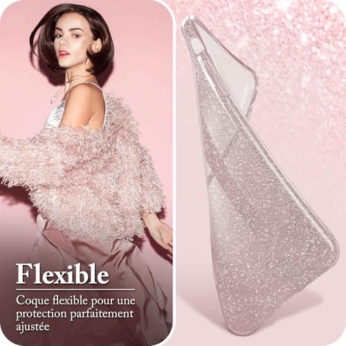 Coque de téléphone strass diamant iPhone 13 Mini Max rose brillant
