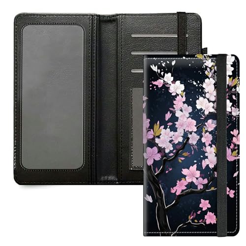 DIGTIALL Leather Checkbook Cover Holder,Pink Cherry Blossom