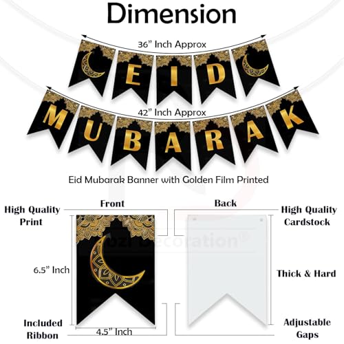 Image of Rozi Decoration metal Eid Mubarak Hanging Banner Decorations Items For Room,Office,Lawn,Garden,Entryway Decorations Pack Of 1 Banner,Red