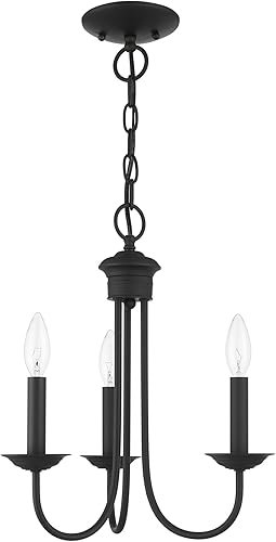 Miniatura 2 de Livex Lighting 42683-04 Steel 3 Light Chandelier for Home Decor, 1 Black Ceiling Light Fixture, Perfect for Living Room or Bedroom Decor