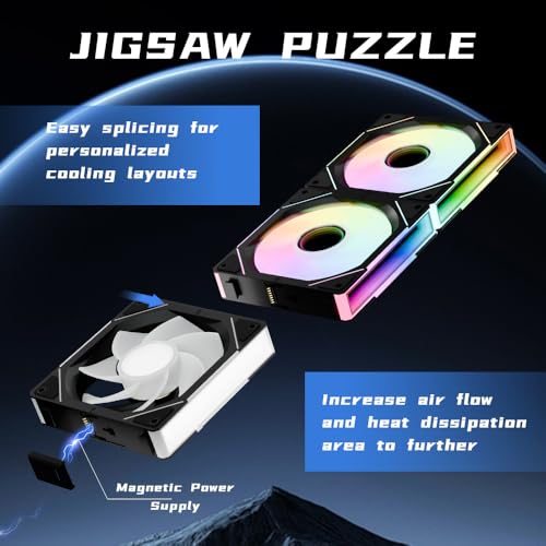 Image of Interstellar V1 120mm PC Case Fans, Triple Pack,Black | Daisy-Chain,Infinity Mirror,2000RPM PWM Case Fans,Reverse