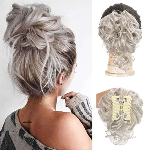 Claw Messy Bun Hairpieces Clip Wavy Curly Hair Chignon Clip in Hairpieces Tousled Updo Doughnut Hair Bun Synthetic Hair Ponytail for Women Girls