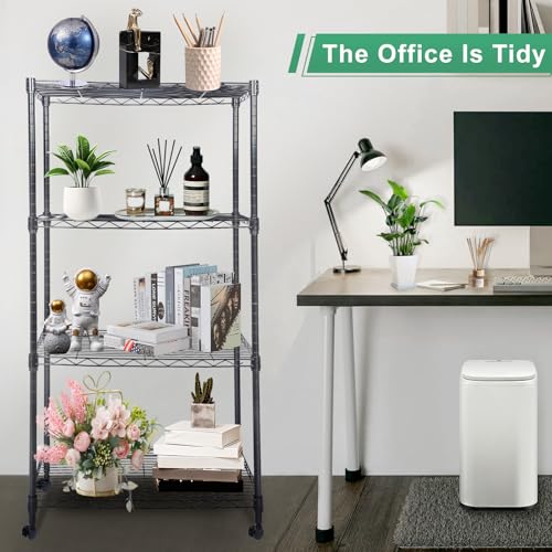 Whitmor 4 Tier Shelving Unit, Adjustable Storage Shelves with Wheels, Wire Shelving, 400 lbs Capacity per Shelf, Max 1600 lbs Total for Laundry, Kitchen, Garage, 24" L x 14" W x 47" H, Black by WHITMOR - Image 5