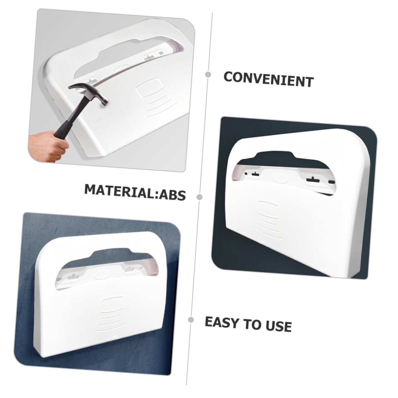 HOOTNEE Toilet Seat Cover Dispenser Toilet Seat Paper Holder Toilet Tissue Holder for Bathroom Abs Toilet Seat Cover Dispenser Wall Mount White